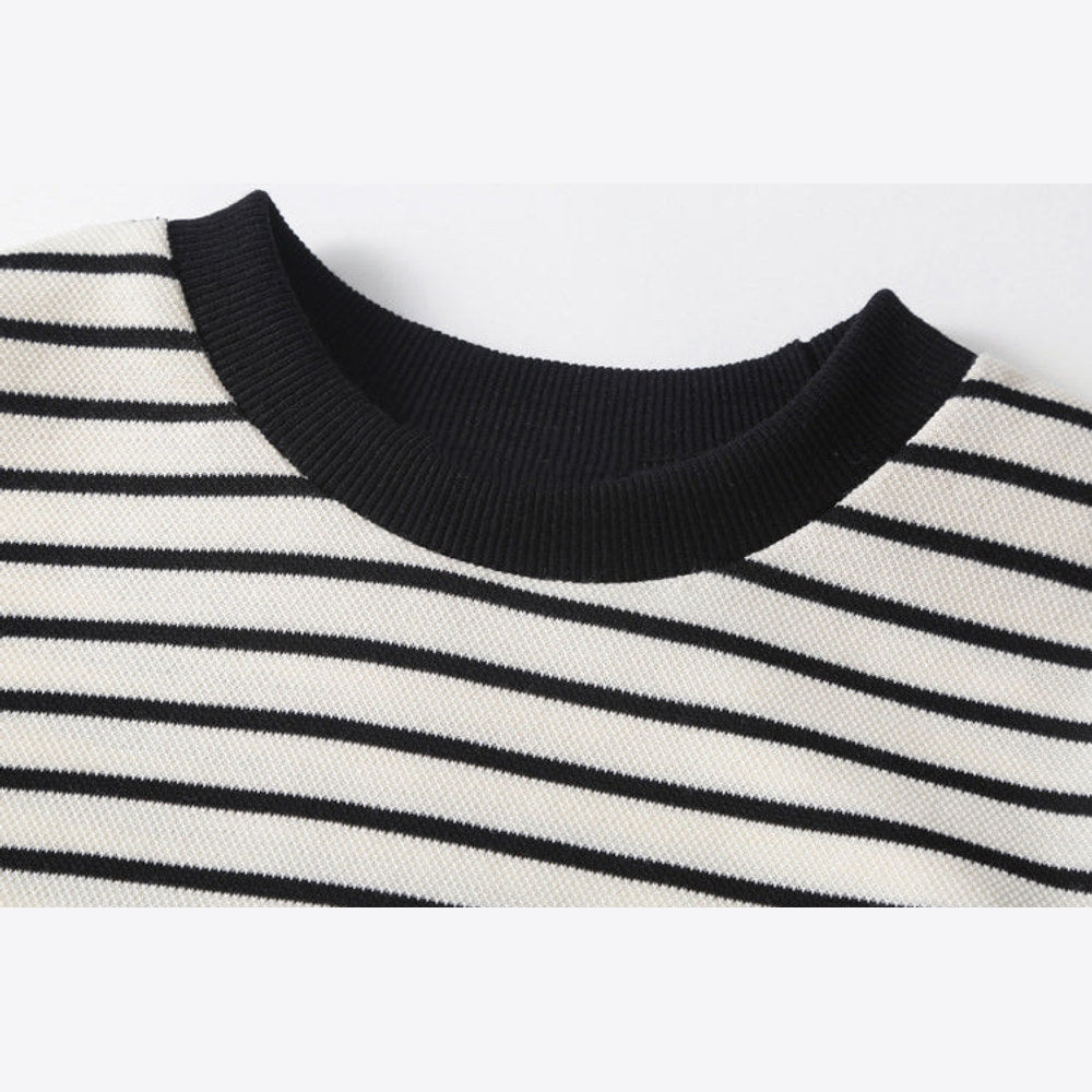 MyKids-USA® Girls Striped Pullover Tops Black Dress Sets