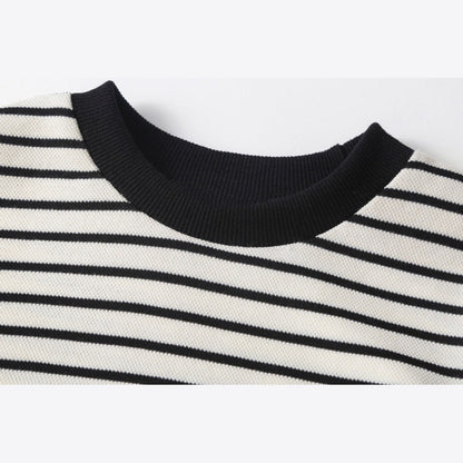 MyKids-USA® Girls Striped Pullover Tops Black Dress Sets