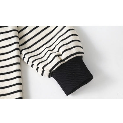 MyKids-USA® Girls Striped Pullover Tops Black Dress Sets