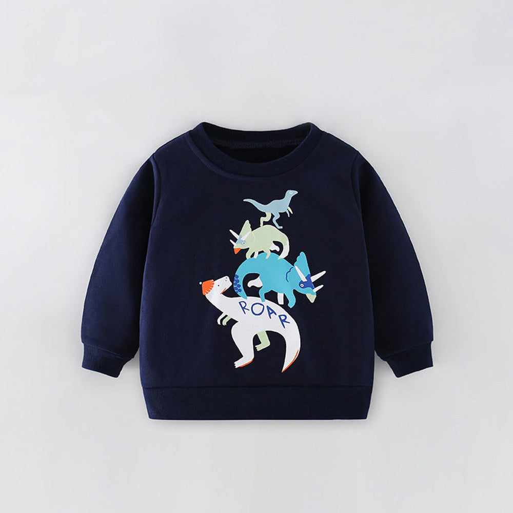 MyKids-USA® Boys Cartoon Pattern Printing Crew Neck Casual Pullover