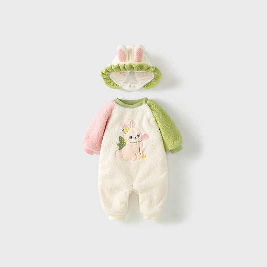 MyKids-USA® Baby Girl Rabbit Cartoon Thick Home Clothes Romper
