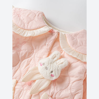 MyKids-USA® Baby Girl Rabbit Cartoon Style Home Clothes Peter Pan Collar Romper