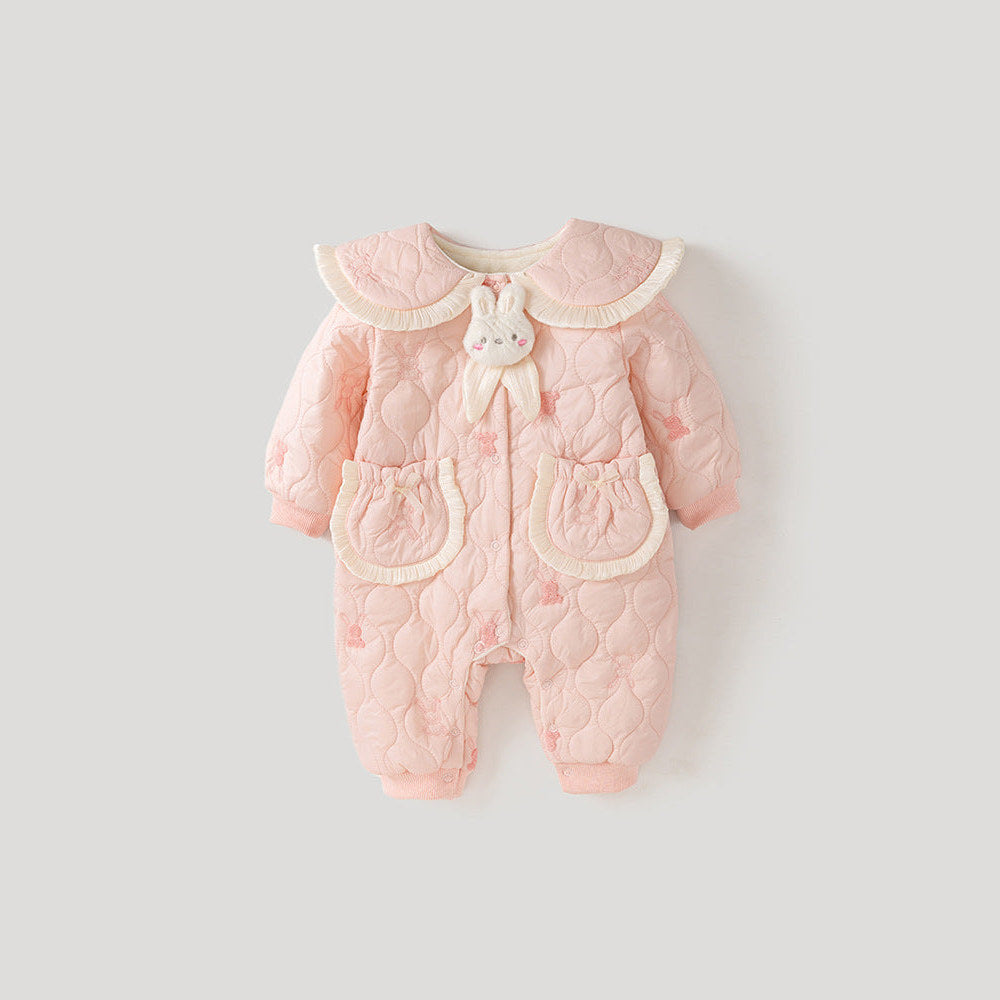 MyKids-USA® Baby Girl Rabbit Cartoon Style Home Clothes Peter Pan Collar Romper