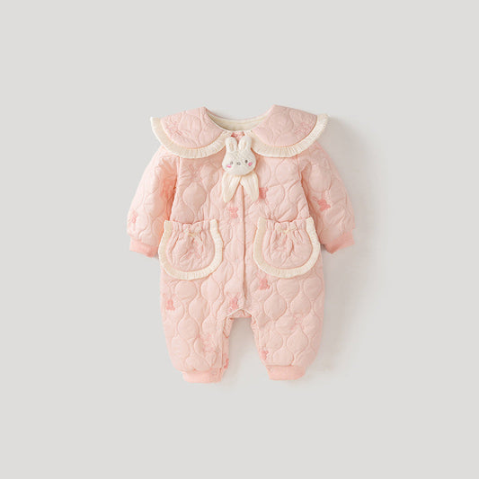 MyKids-USA® Baby Girl Rabbit Cartoon Style Home Clothes Peter Pan Collar Romper