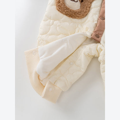 MyKids-USA® Baby Teddy Bear Cartoon Knitted bodysuit With Hat & Fluffy Ball Pants Clothing Set