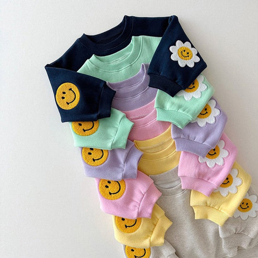MyKids-USA® Baby Girls Kids Cartoon Pattern Knitted Crew Neck Casual Pullover Solid Color Pants Set