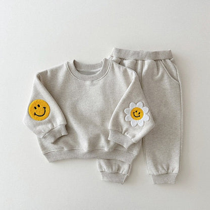 MyKids-USA® Baby Girls Kids Cartoon Pattern Knitted Crew Neck Casual Pullover Solid Color Pants Set
