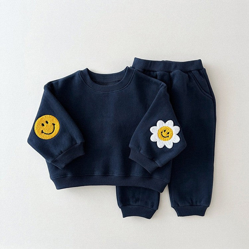 MyKids-USA® Baby Girls Kids Cartoon Pattern Knitted Crew Neck Casual Pullover Solid Color Pants Set