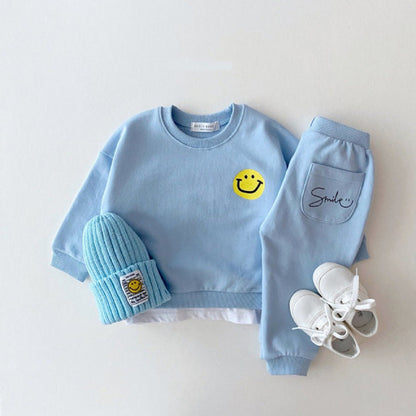 MyKids-USA® Baby Girls Smile Face With Letter Smile Top Combo Long Pants In