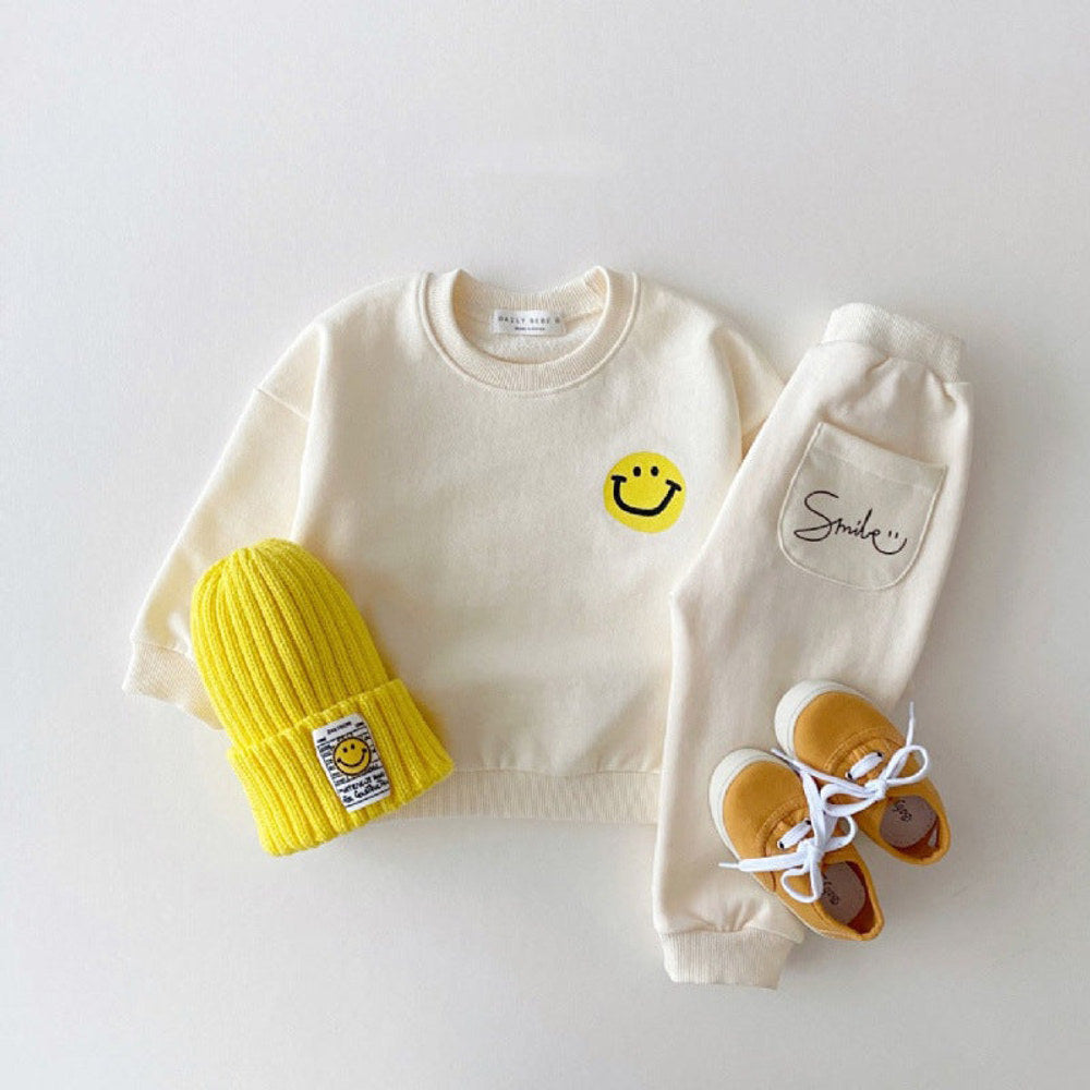 MyKids-USA® Baby Girls Smile Face With Letter Smile Top Combo Long Pants In
