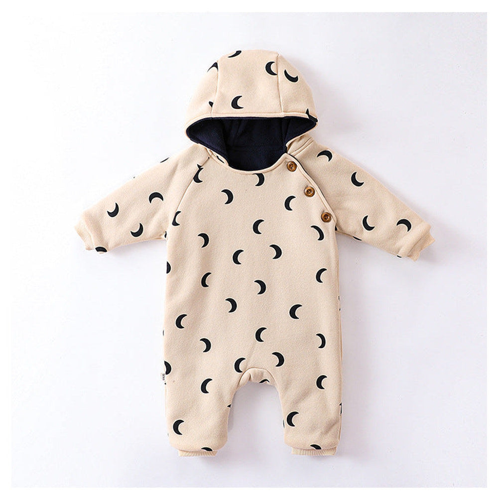 MyKids-USA® Baby Unisex Moon Print Cotton Padded Thickened Hoodie Romper