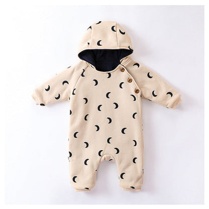 MyKids-USA® Baby Unisex Moon Print Cotton Padded Thickened Hoodie Romper
