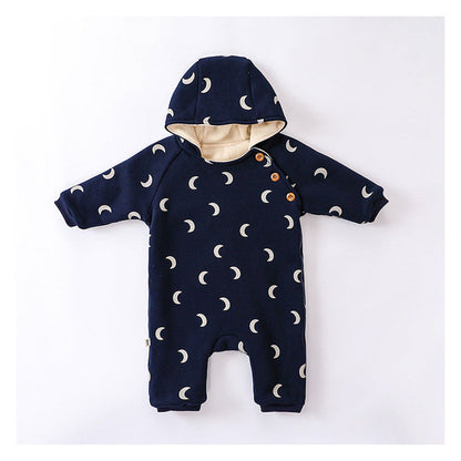 MyKids-USA® Baby Unisex Moon Print Cotton Padded Thickened Hoodie Romper