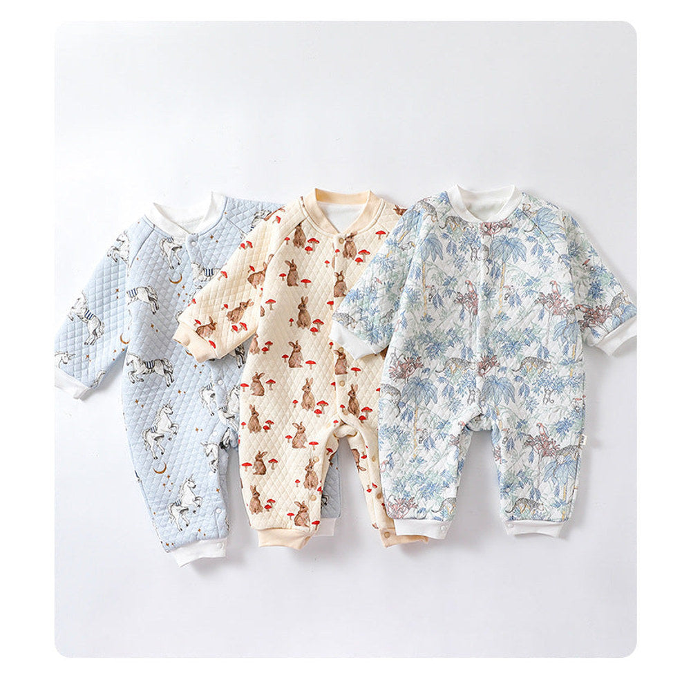 MyKids-USA® Baby Unisex Cartoon Print Cotton Padded Thickened Romper