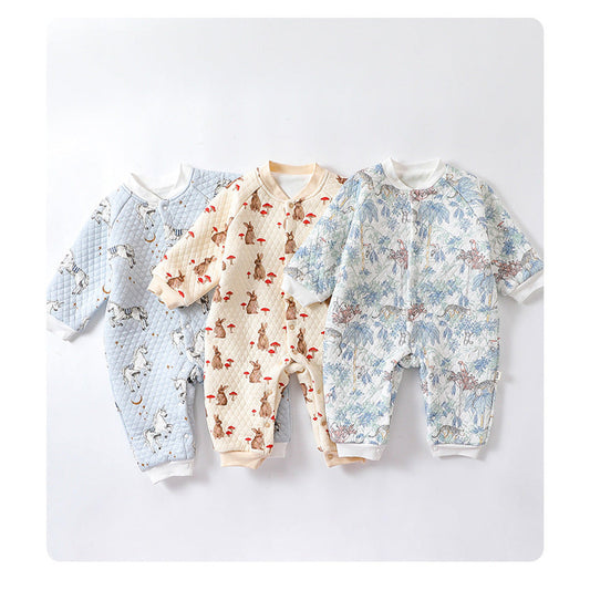 MyKids-USA® Baby Unisex Cartoon Print Cotton Padded Thickened Romper
