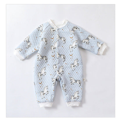 MyKids-USA® Baby Unisex Cartoon Print Cotton Padded Thickened Romper