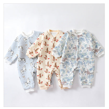 MyKids-USA® Baby Unisex Cartoon Print Cotton Padded Thickened Romper