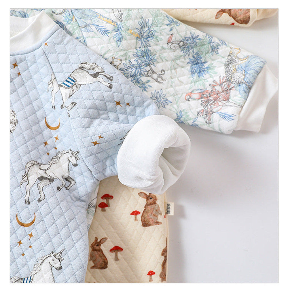 MyKids-USA® Baby Unisex Cartoon Print Cotton Padded Thickened Romper