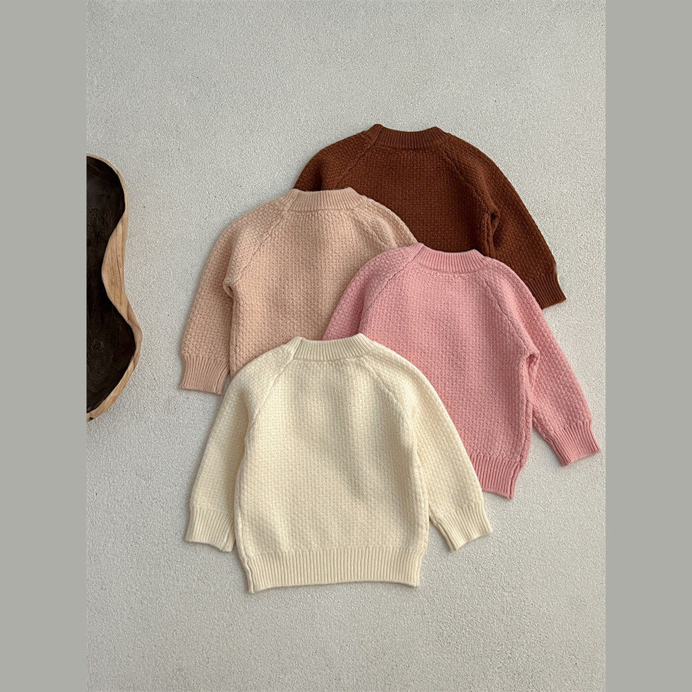 MyKids-USA® Baby Girl 4 Colors Solid Knitting Sweater Round Collar Pullover
