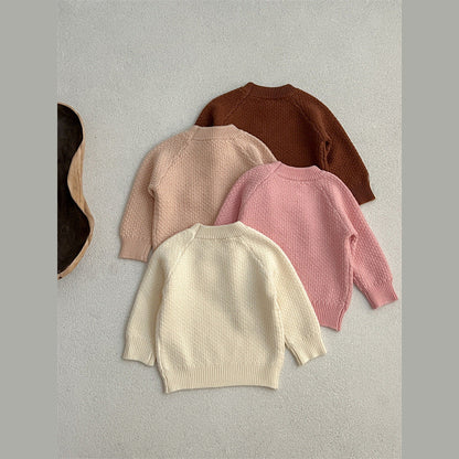 MyKids-USA® Baby Girl 4 Colors Solid Knitting Sweater Round Collar Pullover