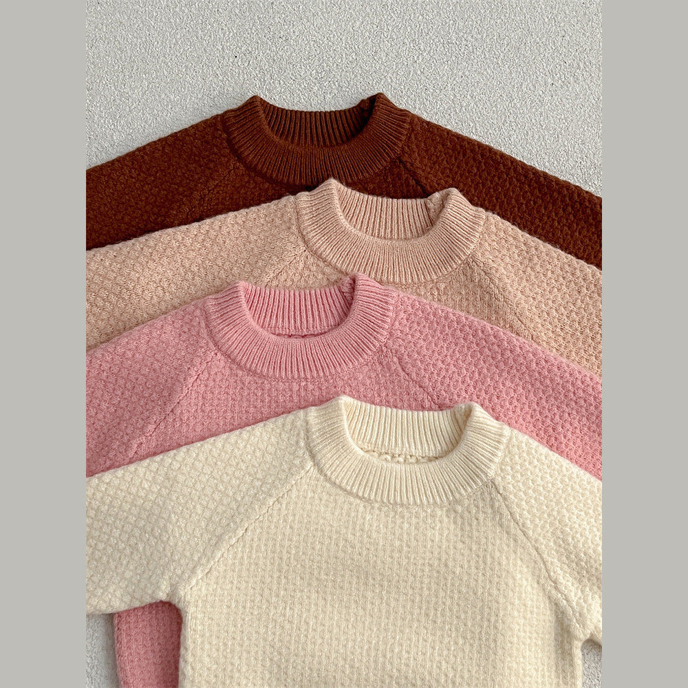 MyKids-USA® Baby Girl 4 Colors Solid Knitting Sweater Round Collar Pullover