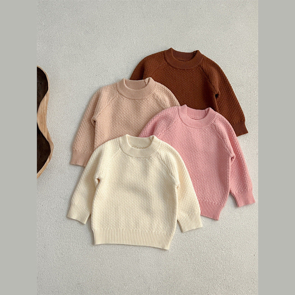 MyKids-USA® Baby Girl 4 Colors Solid Knitting Sweater Round Collar Pullover