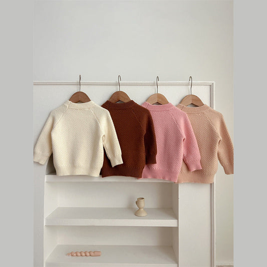 MyKids-USA® Baby Girl 4 Colors Solid Knitting Sweater Round Collar Pullover