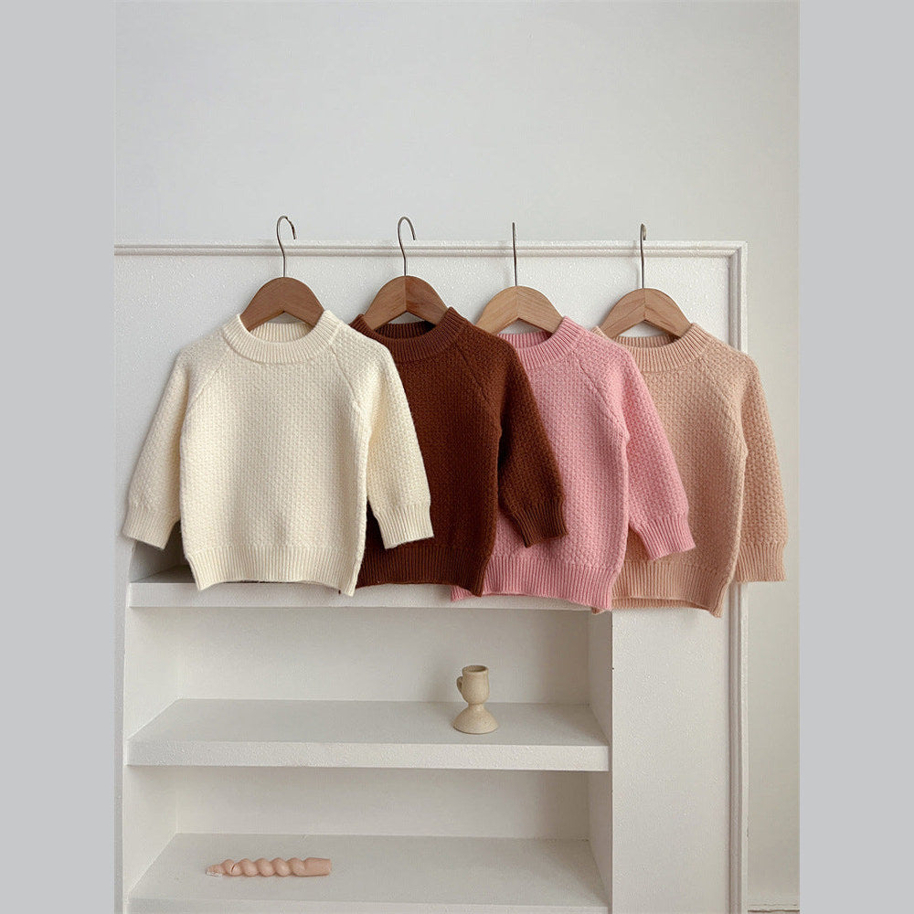 MyKids-USA® Baby Girl 4 Colors Solid Knitting Sweater Round Collar Pullover