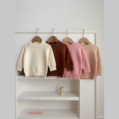 MyKids-USA® Baby Girl 4 Colors Solid Knitting Sweater Round Collar Pullover