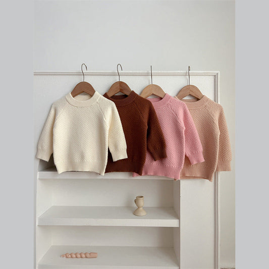 MyKids-USA® Baby Girl 4 Colors Solid Knitting Sweater Round Collar Pullover