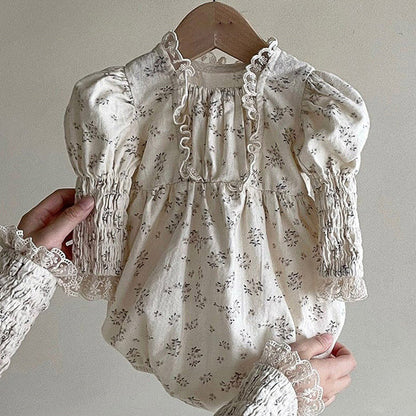 MyKids-USA® Baby Girls Ruffle Lace Square Neck Floral Soft bodysuit