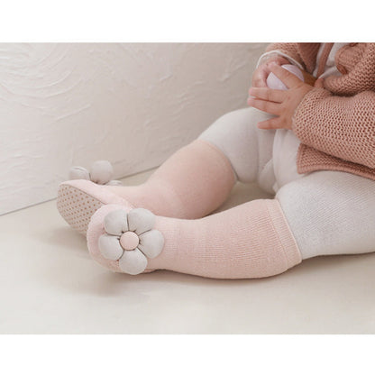 MyKids-USA® Baby Girl Big Flower Design Non-Slip Mid Tube Shoes