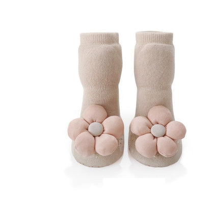 MyKids-USA® Baby Girl Big Flower Design Non-Slip Mid Tube Shoes