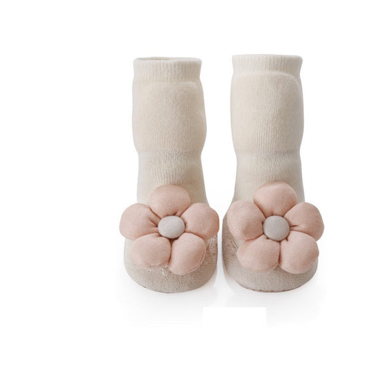 MyKids-USA® Baby Girl Big Flower Design Non-Slip Mid Tube Shoes