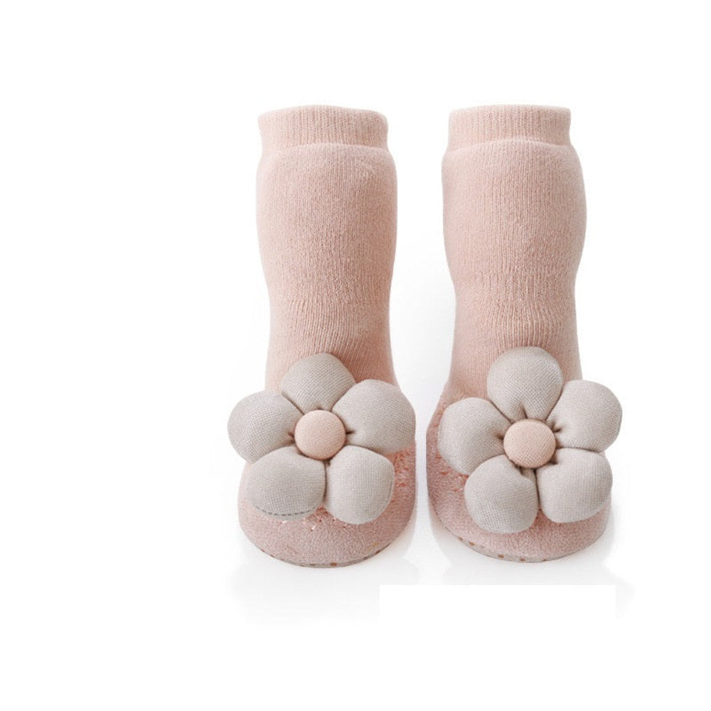 MyKids-USA® Baby Girl Big Flower Design Non-Slip Mid Tube Shoes