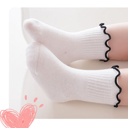 MyKids-USA® Baby Kids Girls Solid Color Comfortable Ruffle Fringe Crew Socks
