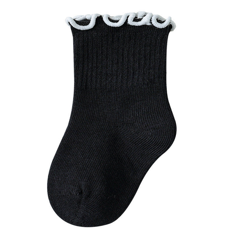 MyKids-USA® Baby Kids Girls Solid Color Comfortable Ruffle Fringe Crew Socks