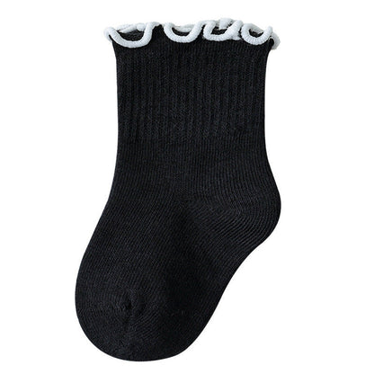 MyKids-USA® Baby Kids Girls Solid Color Comfortable Ruffle Fringe Crew Socks