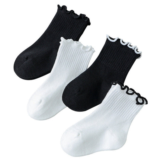 MyKids-USA® Baby Kids Girls Solid Color Comfortable Ruffle Fringe Crew Socks