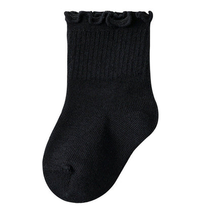 MyKids-USA® Baby Kids Girls Solid Color Comfortable Ruffle Fringe Crew Socks