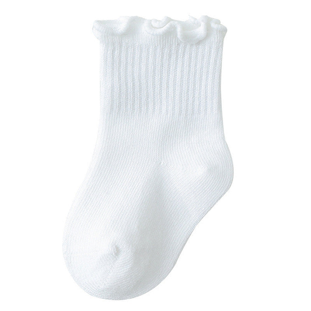 MyKids-USA® Baby Kids Girls Solid Color Comfortable Ruffle Fringe Crew Socks