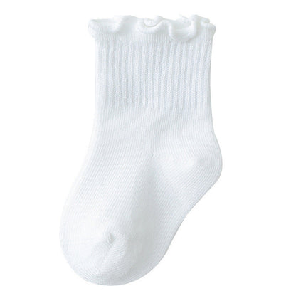 MyKids-USA® Baby Kids Girls Solid Color Comfortable Ruffle Fringe Crew Socks