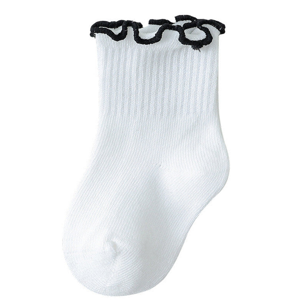 MyKids-USA® Baby Kids Girls Solid Color Comfortable Ruffle Fringe Crew Socks