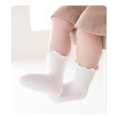 MyKids-USA® Baby Kids Girls Solid Color Comfortable Ruffle Fringe Crew Socks