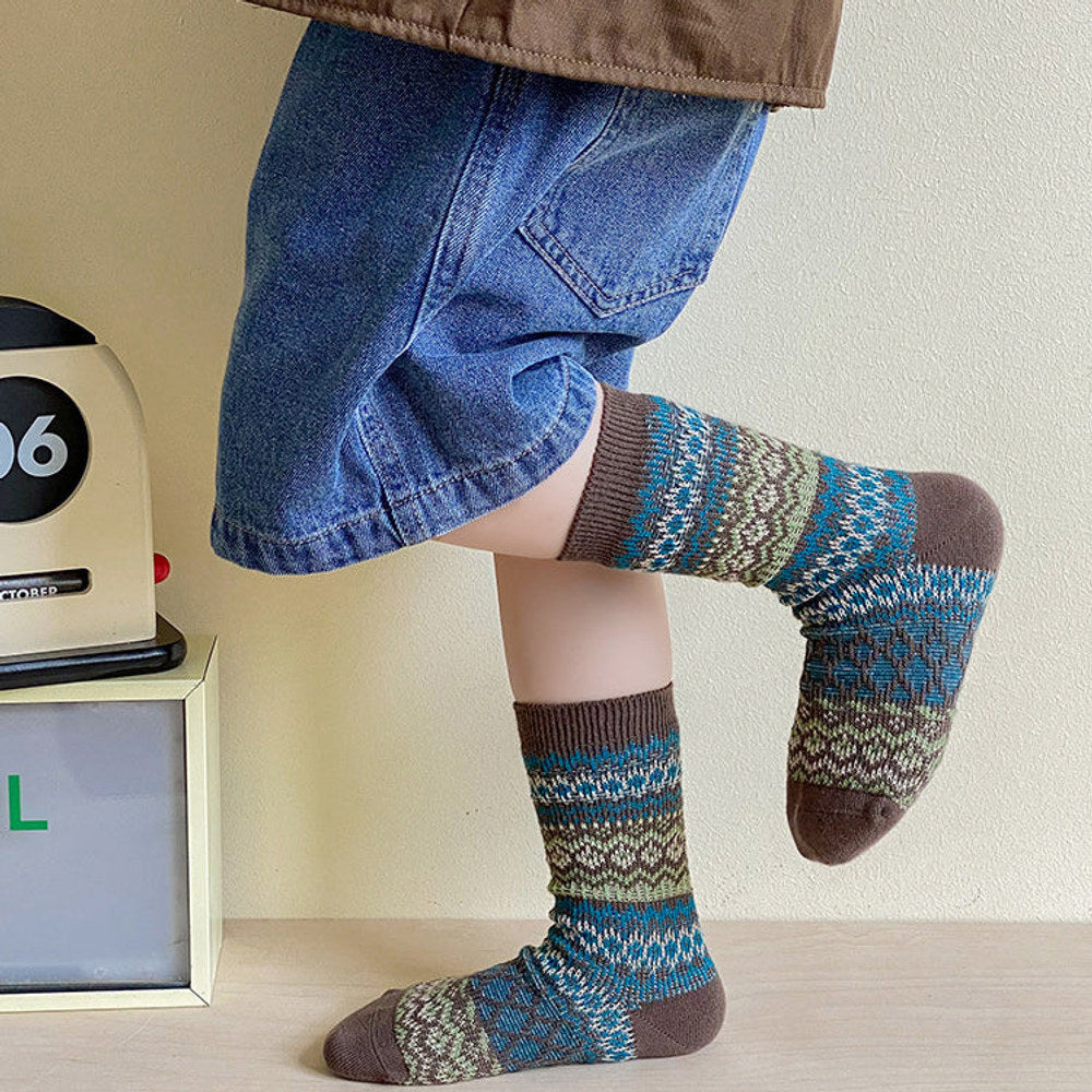 MyKids-USA® Kids Unisex Vintage Pattern Comfortable Crew Socks Set