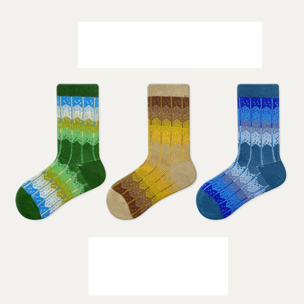 MyKids-USA® Kids Unisex Vintage Pattern Comfortable Crew Socks Set