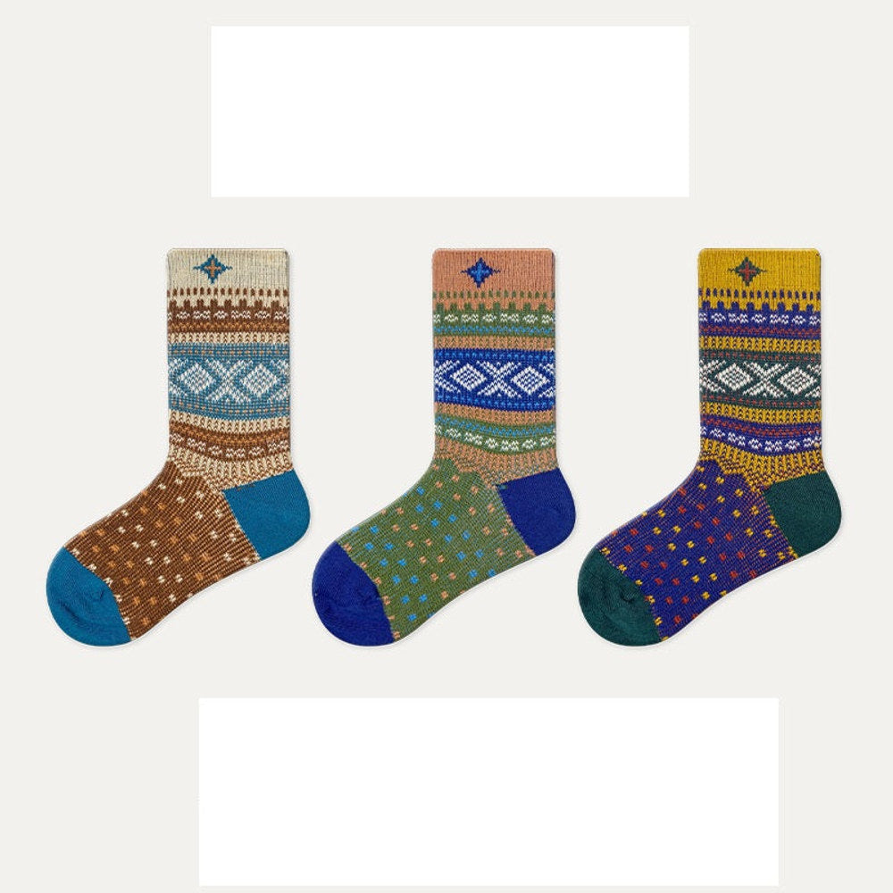 MyKids-USA® Kids Unisex Vintage Pattern Comfortable Crew Socks Set