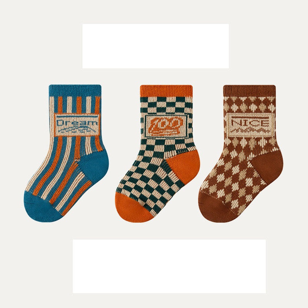 MyKids-USA® Kids Unisex Vintage Pattern Comfortable Crew Socks Set