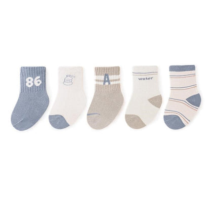 MyKids-USA® Baby Unisex Breathable Comfy Preppy Socks 5-Pair Set