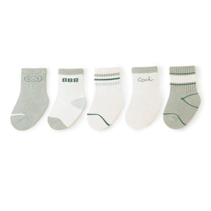 MyKids-USA® Baby Unisex Breathable Comfy Preppy Socks 5-Pair Set